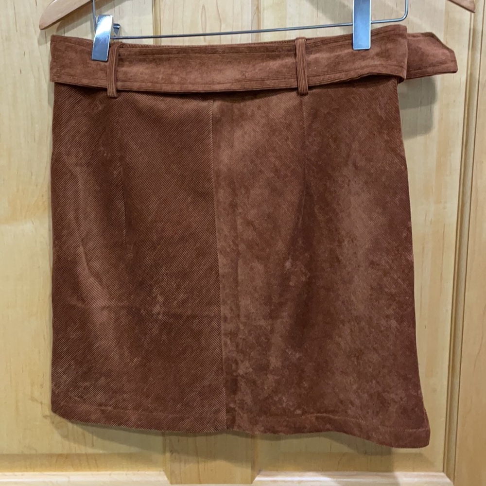 Shein brown corduroy belted skirt size S - Picture 8 of 11
